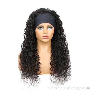 150% 180% Density Factory Wholesale Human Hair  Wigs Brazilian Virgin None Lace Wig Headband Wig For Women Pre Plucked Baby Hair